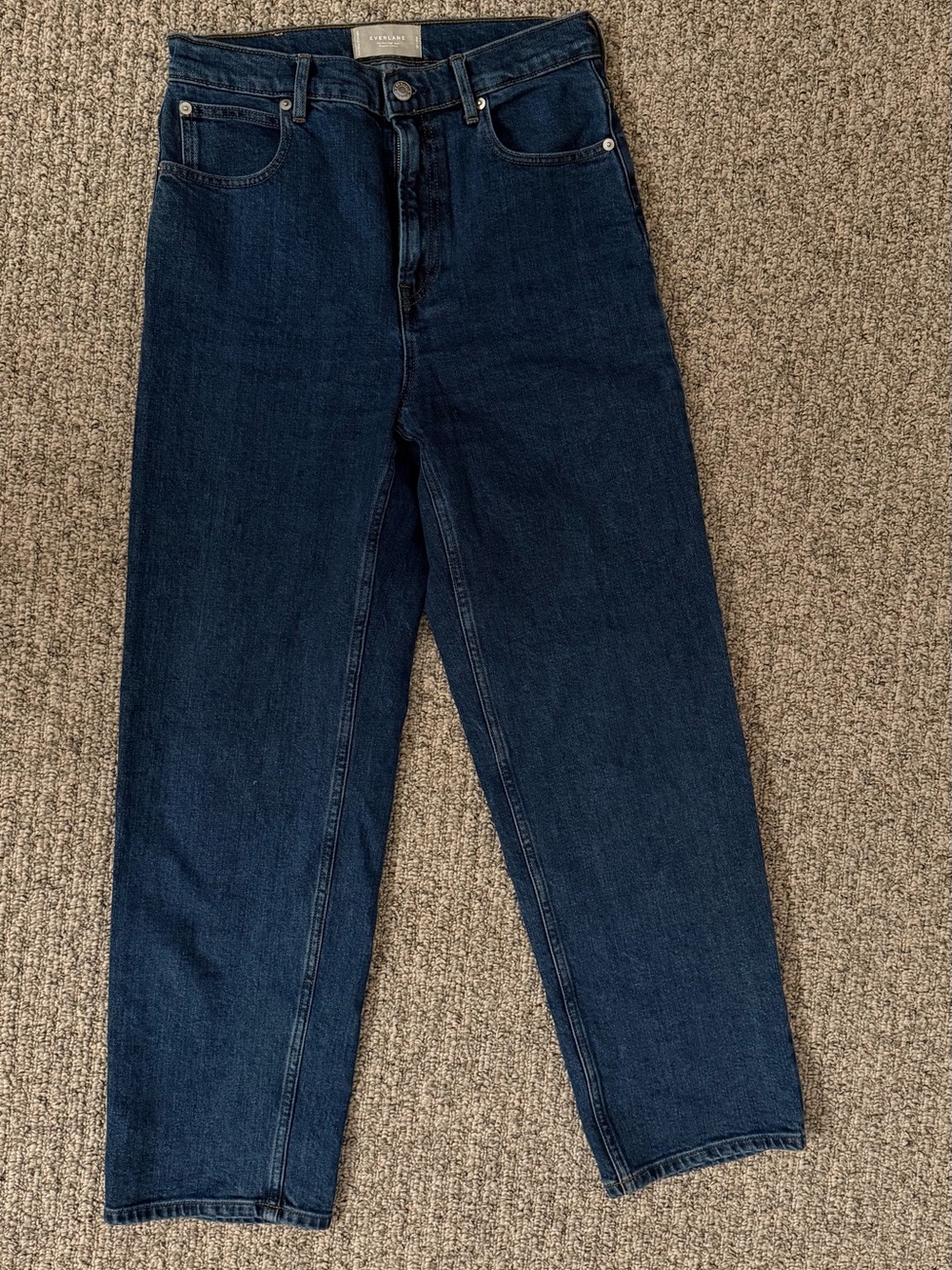 Everlane High-Rise Straight Jeans - Dark Blue